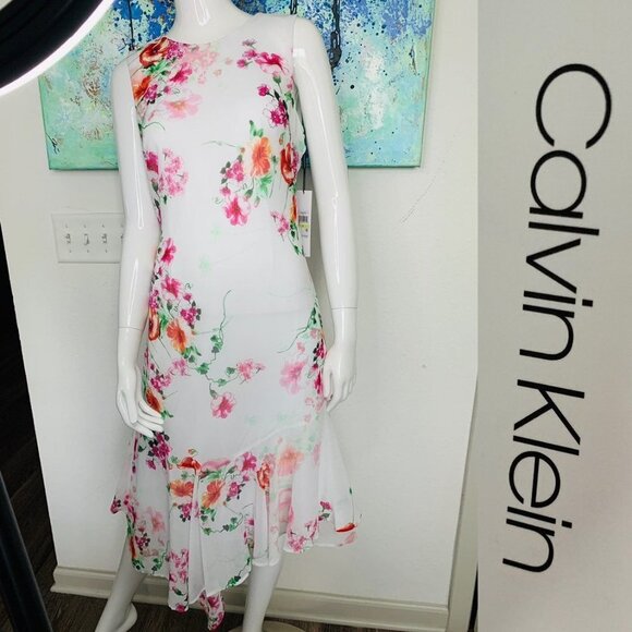 Calvin Klein Women's Floral A-Line Dress - Picture 1 of 12